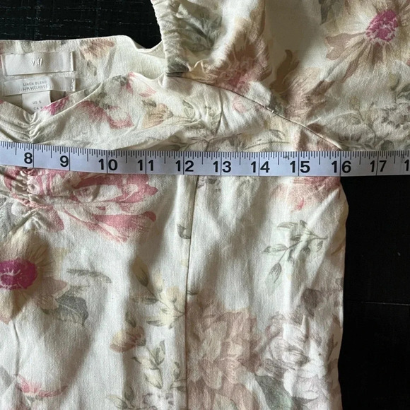 H&M Linen-blend Crop Top Natural white/floral Size S - Picture 5 of 6